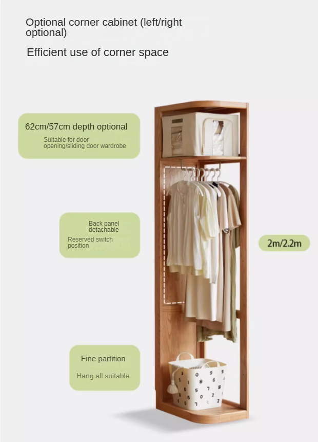 Oak solid wood sliding door wardrobe: