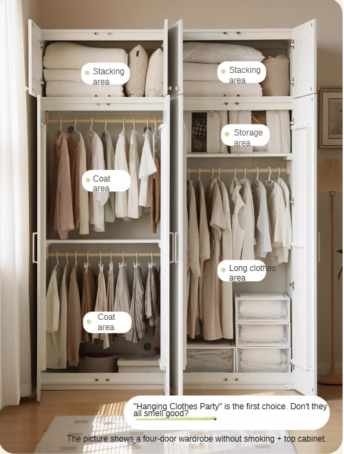 Pine Solid Wood Wardrobe French Cream Style: