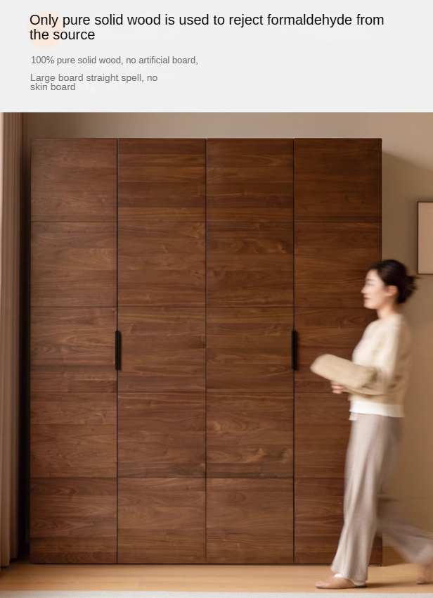 Black Walnut Solid Woo Wardrobe Combination: