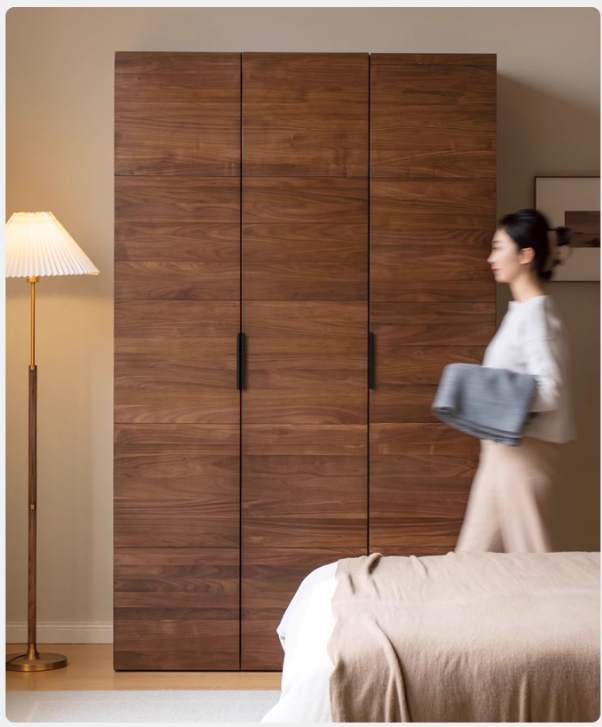 Black Walnut Solid Woo Wardrobe Combination: