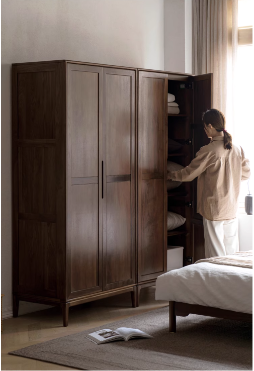 Ash Solid Wood walnut color Wardrobe: