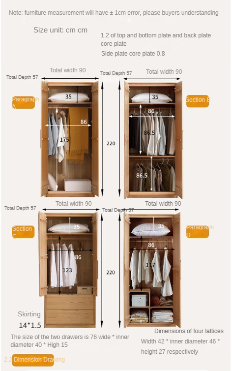 Ash solid wood wardrobe modern::