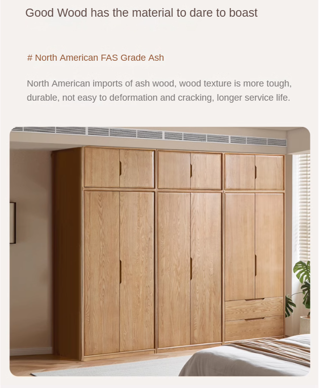 Ash solid wood wardrobe modern::