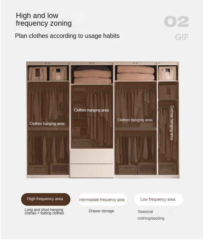 Pine Solid Wood Sectional Large Wardrobe Cream Style