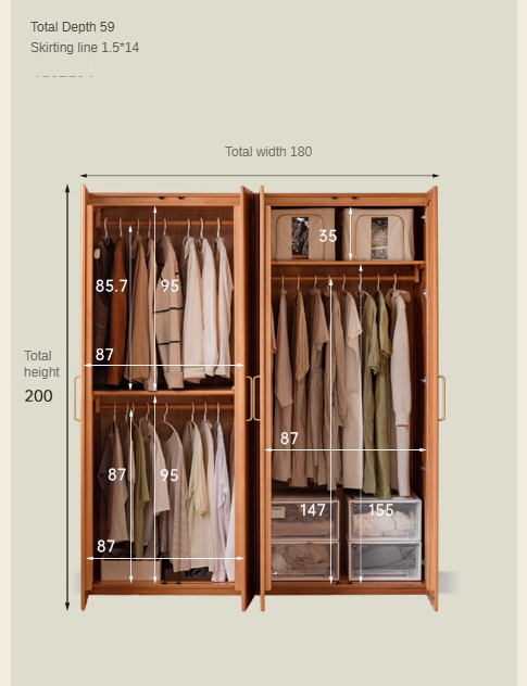 Cherry solid wood Vintage wardrobe: