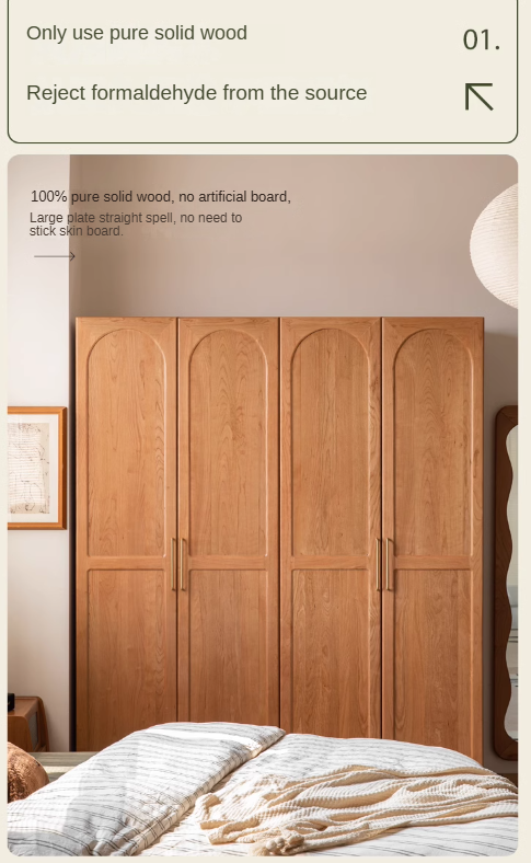 Cherry solid wood Vintage wardrobe: