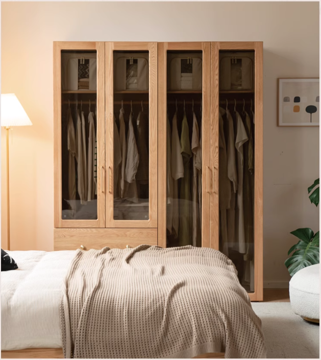 Oak Solid Wood Modern Wardrobe Free Combination