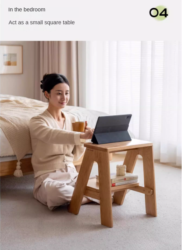 Oak Solid Wood Step Stool: