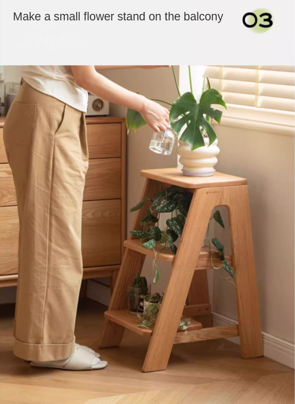 Oak Solid Wood Step Stool: