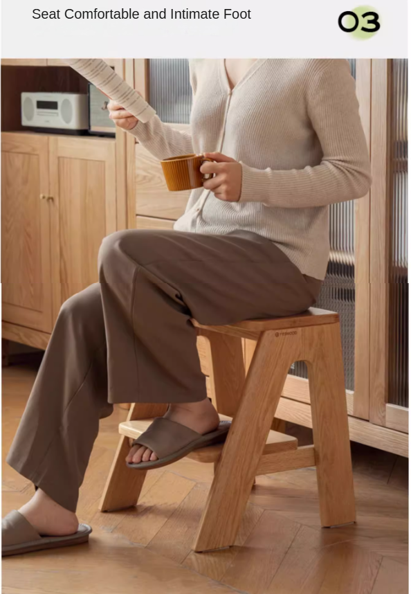 Oak Solid Wood Step Stool: