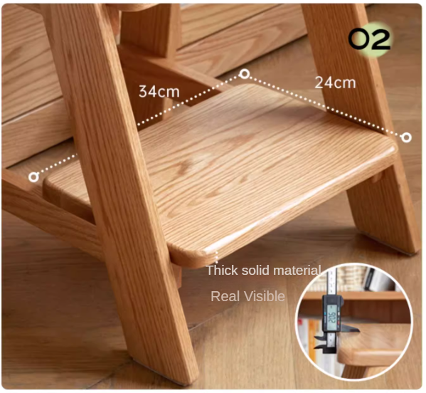 Oak Solid Wood Step Stool: