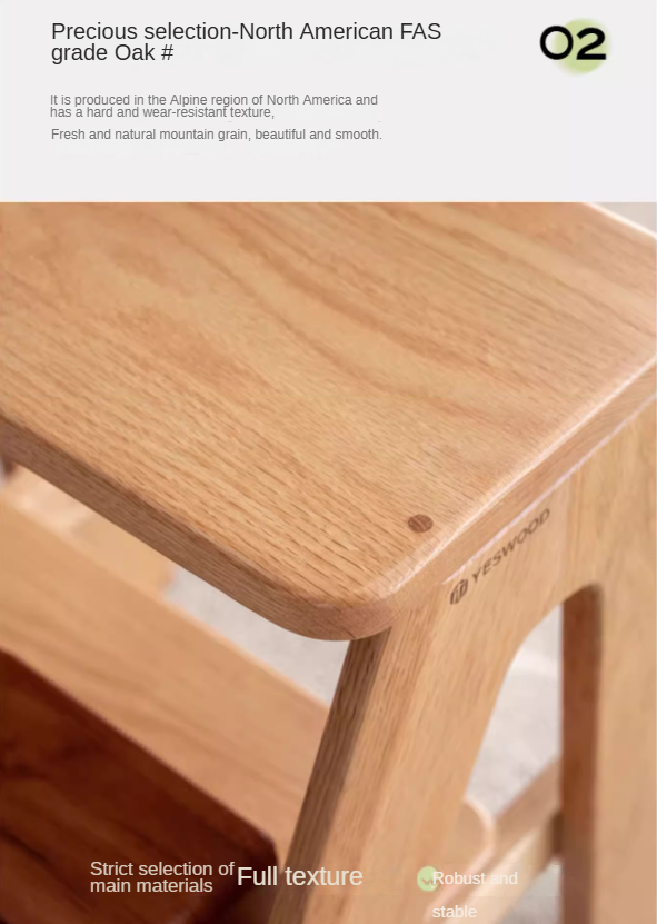 Oak Solid Wood Step Stool: