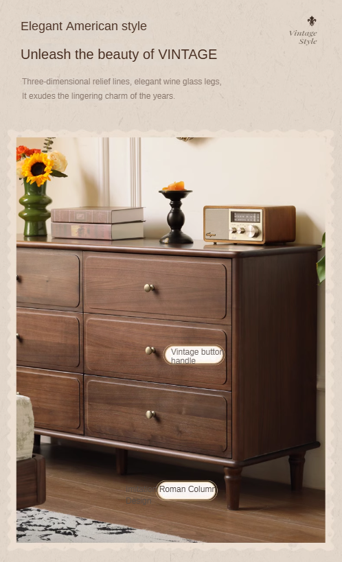 Black Walnut Solid Wood Retro Cabinet