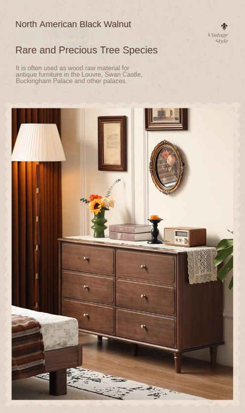 Black Walnut Solid Wood Retro Cabinet