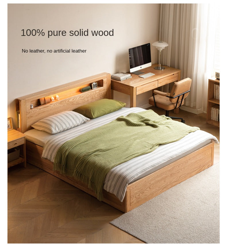 Oak solid wood Luminous box bed