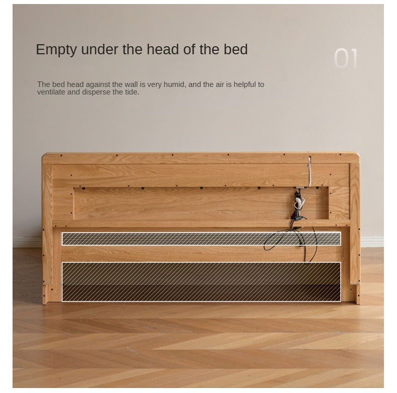 Oak solid wood Luminous box bed