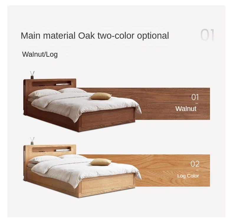 Oak solid wood Luminous box bed