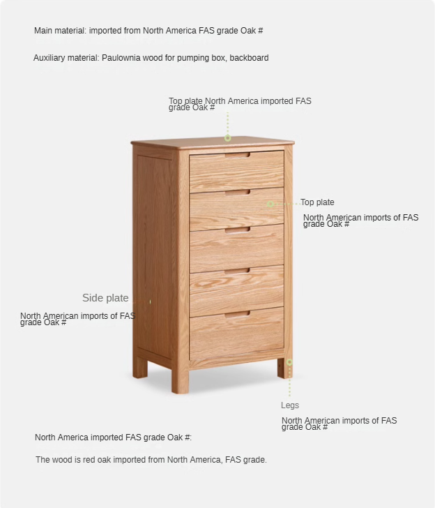 Oak Solid Wood Chest of Drawers