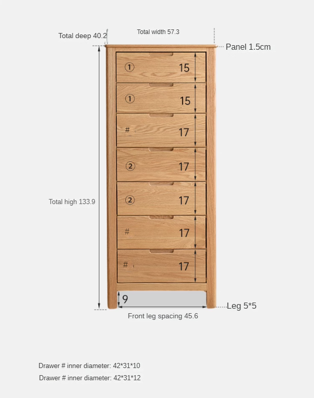 Oak Solid Wood Chest of Drawers