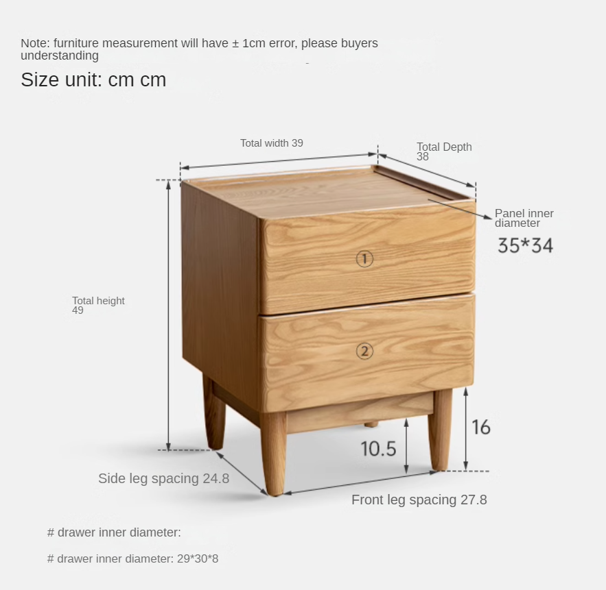 Oak Solid Wood White Wax Small Nightstand