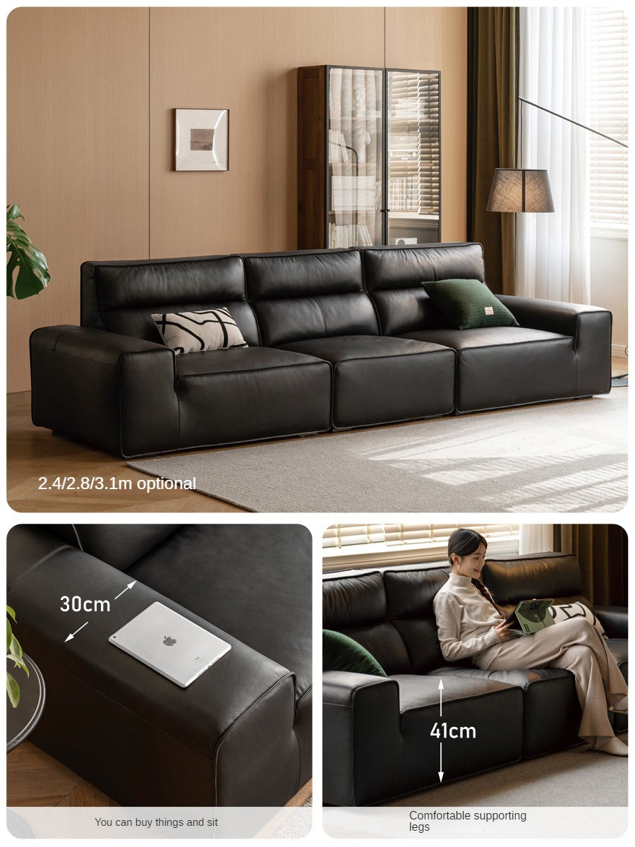 American cattle leather sofa black