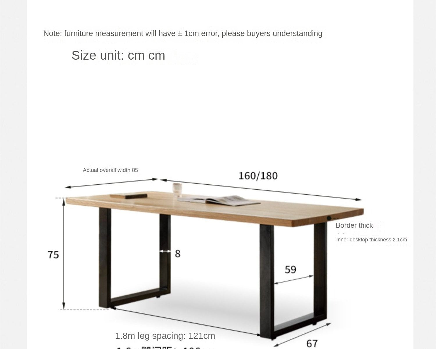 Oak solid wood dining table American industrial style