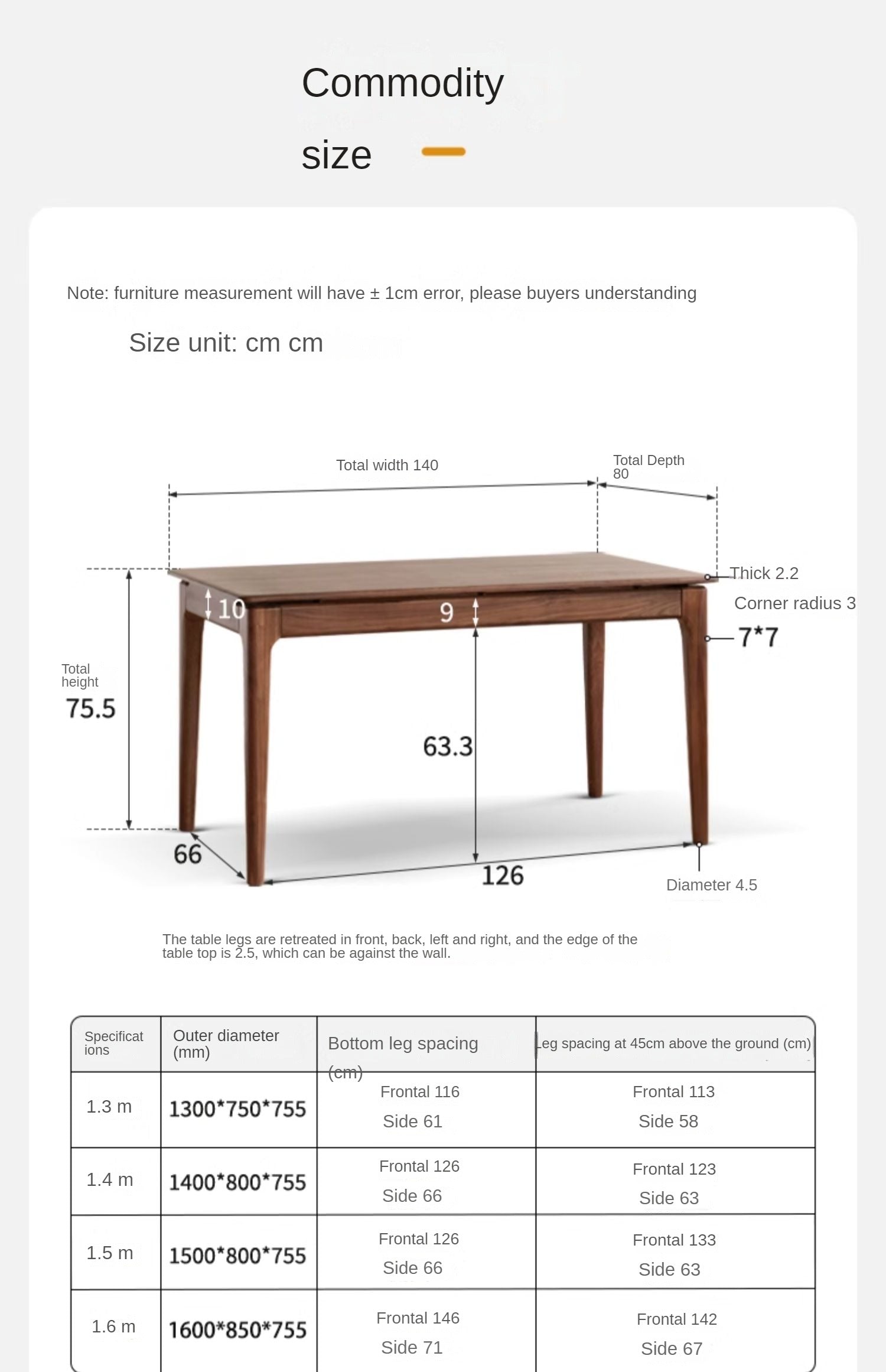 Black walnut solid wood rectangular dining table