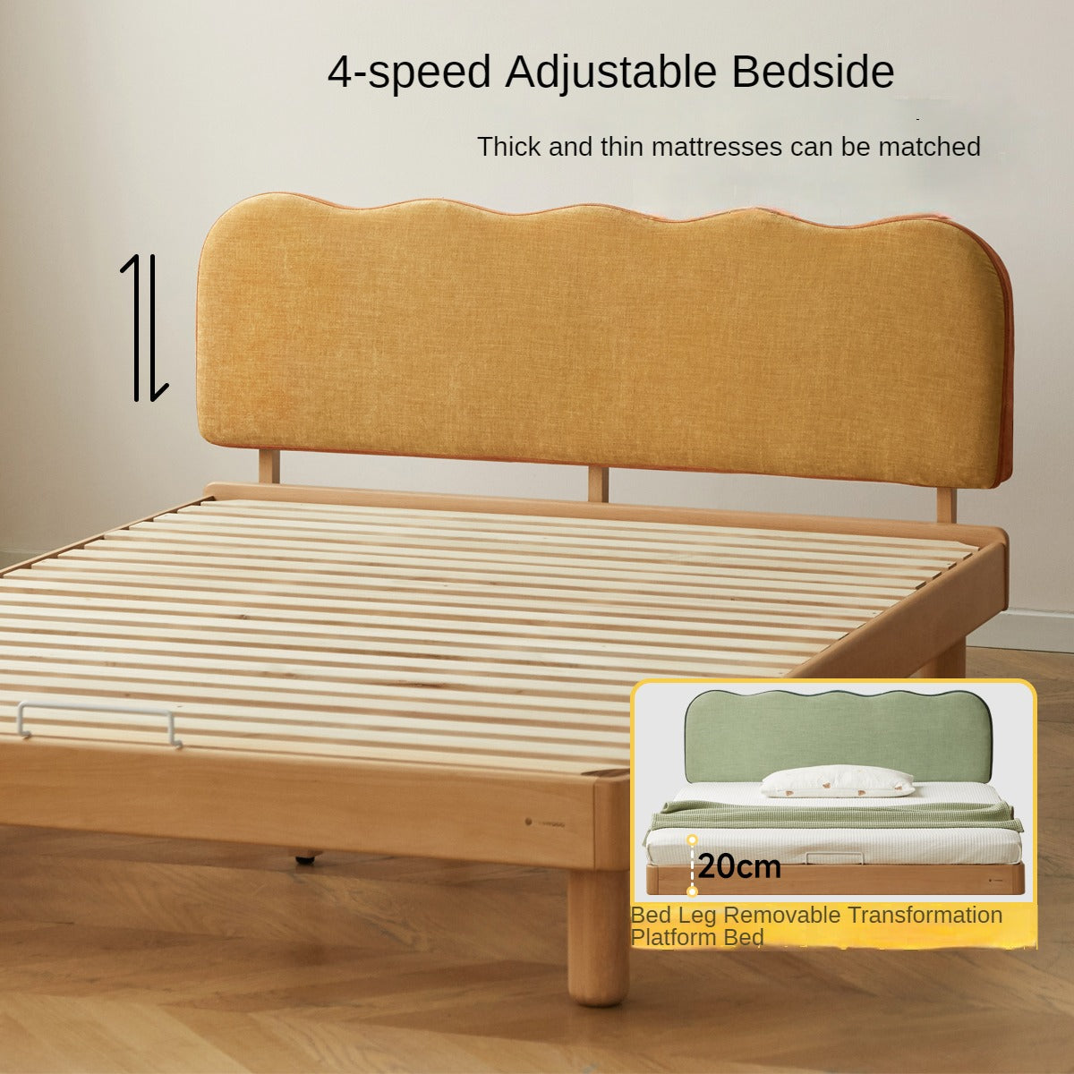 Beech Solid Wood Children's Modern Soft Bed