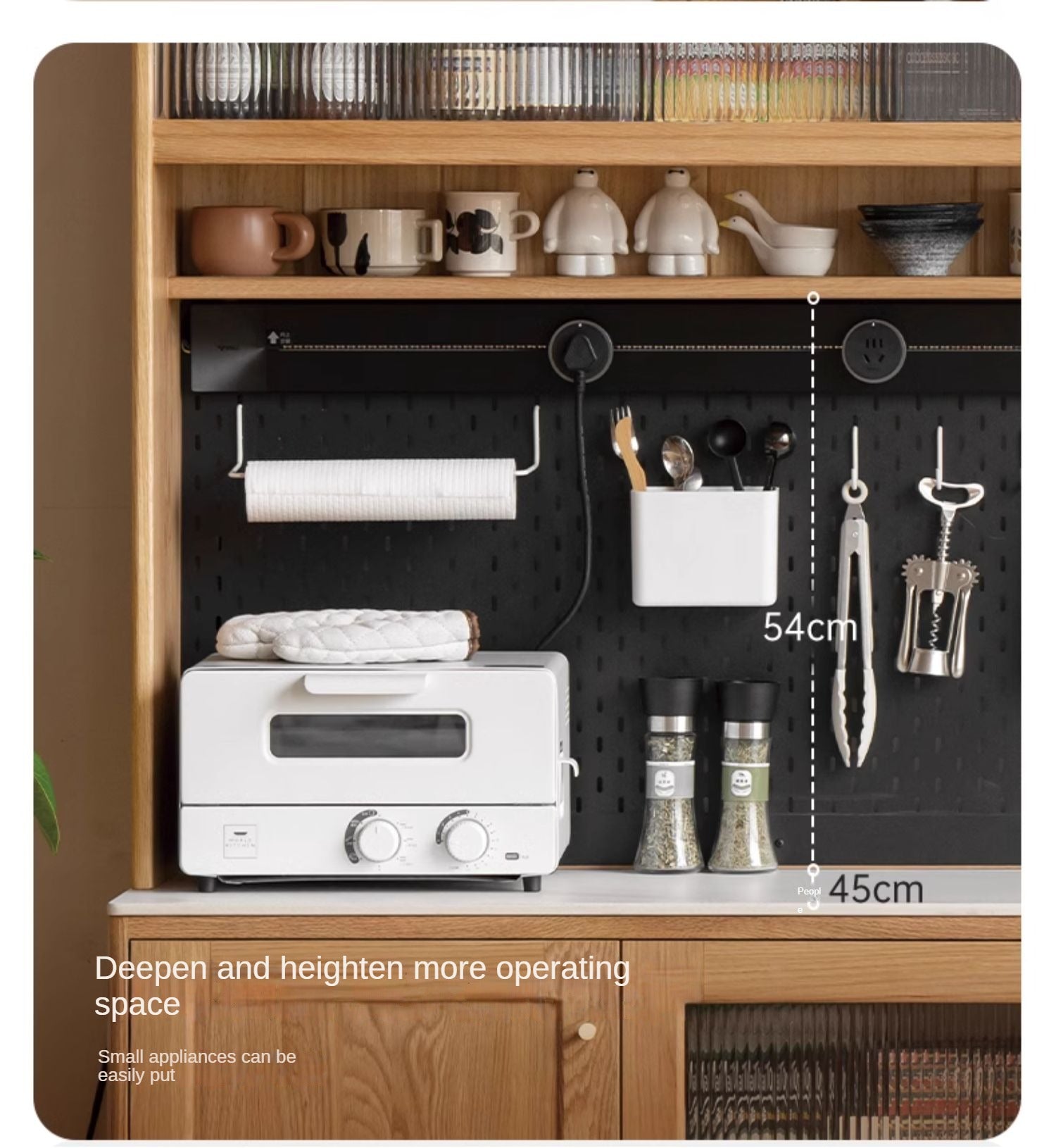 Oak solid wood rock plate capacity high storage cabinet,