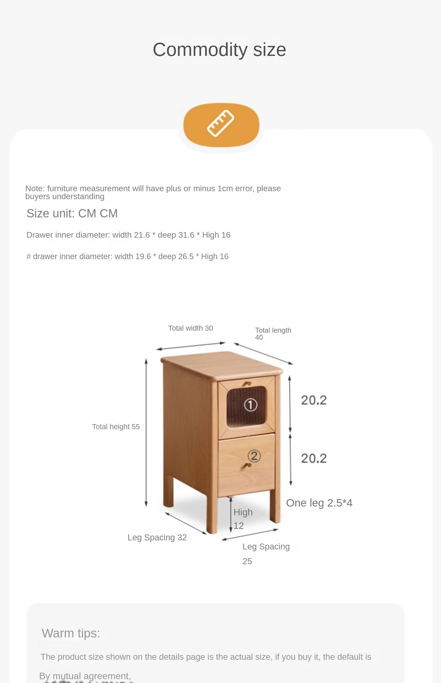 Beech solid wood ultra-narrow nightstand