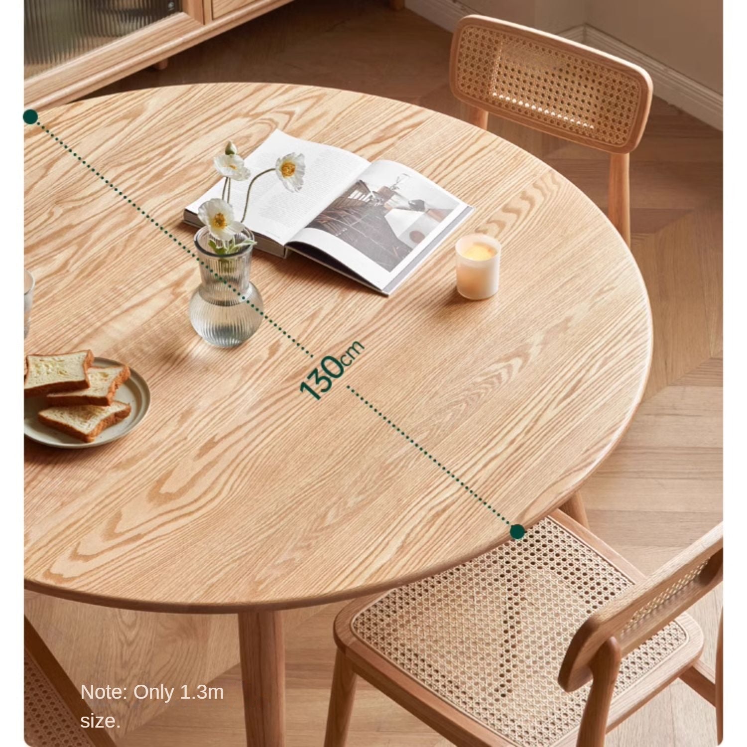 Oak Solid Wood Round Dining Table