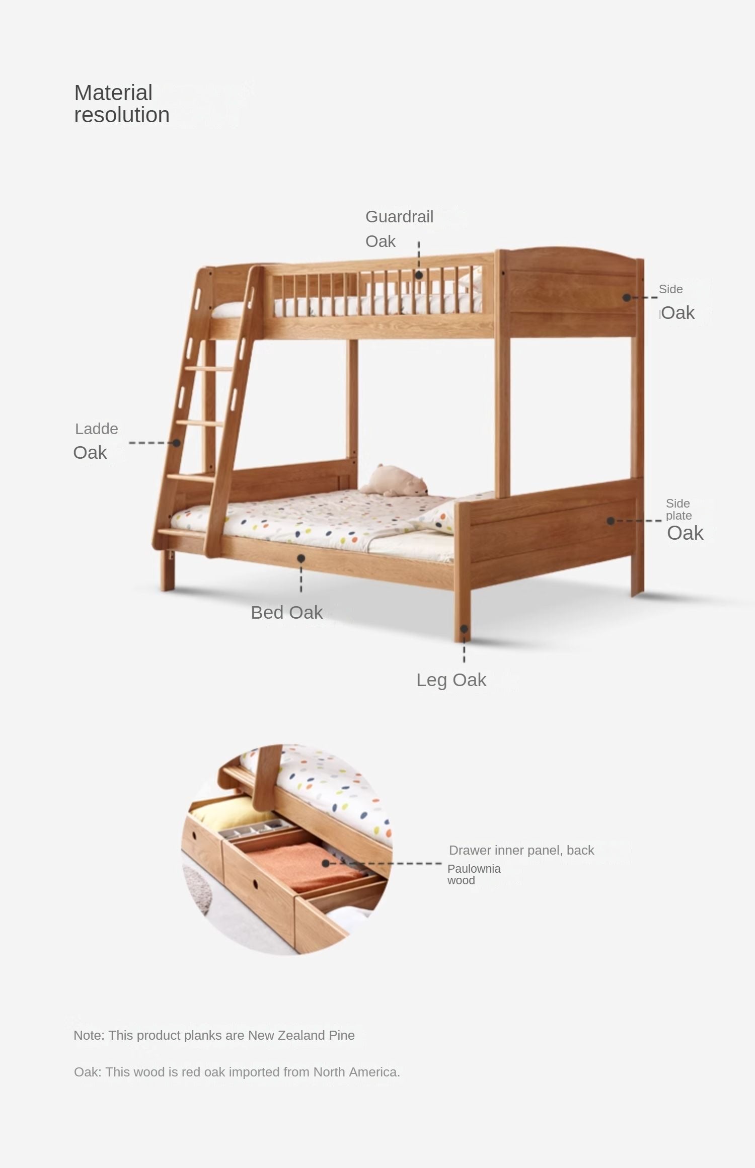 Oak solid wood Bunk Bed.