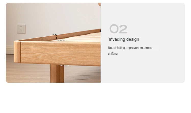 Oak solid wood modern suspension bed_)