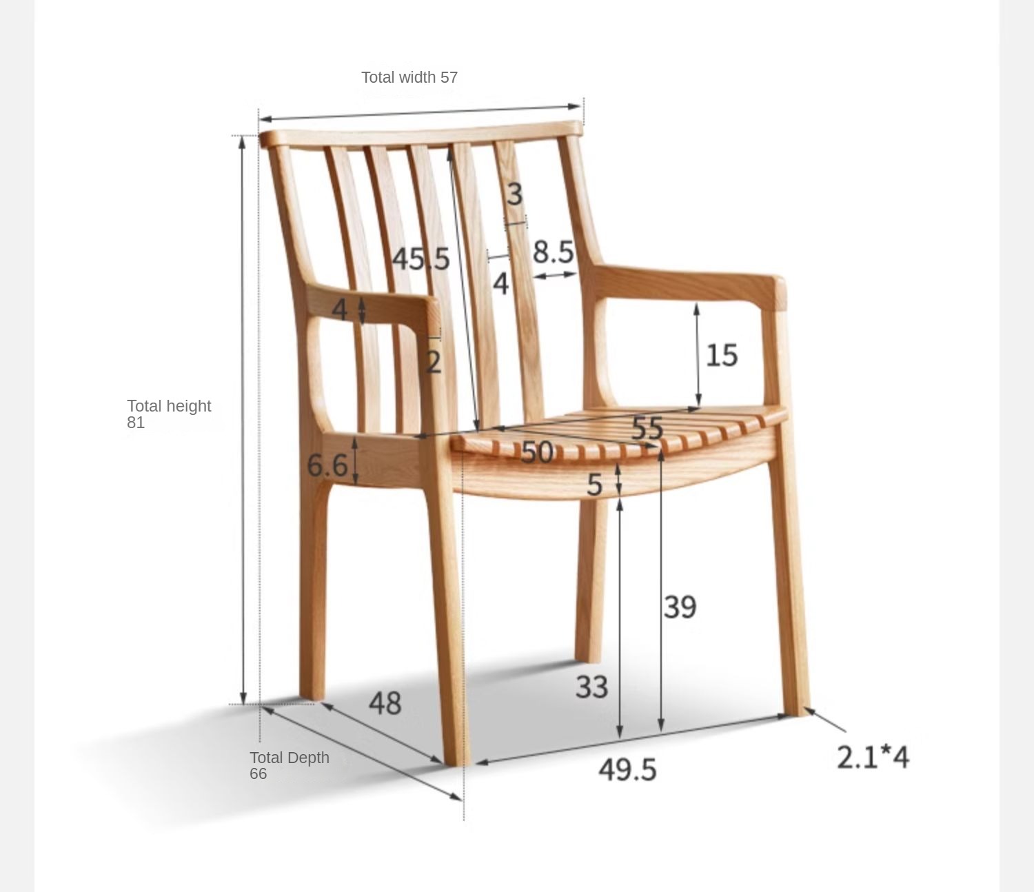 Oak Solid Wood Book Chair Comfortable Soft Back Chair