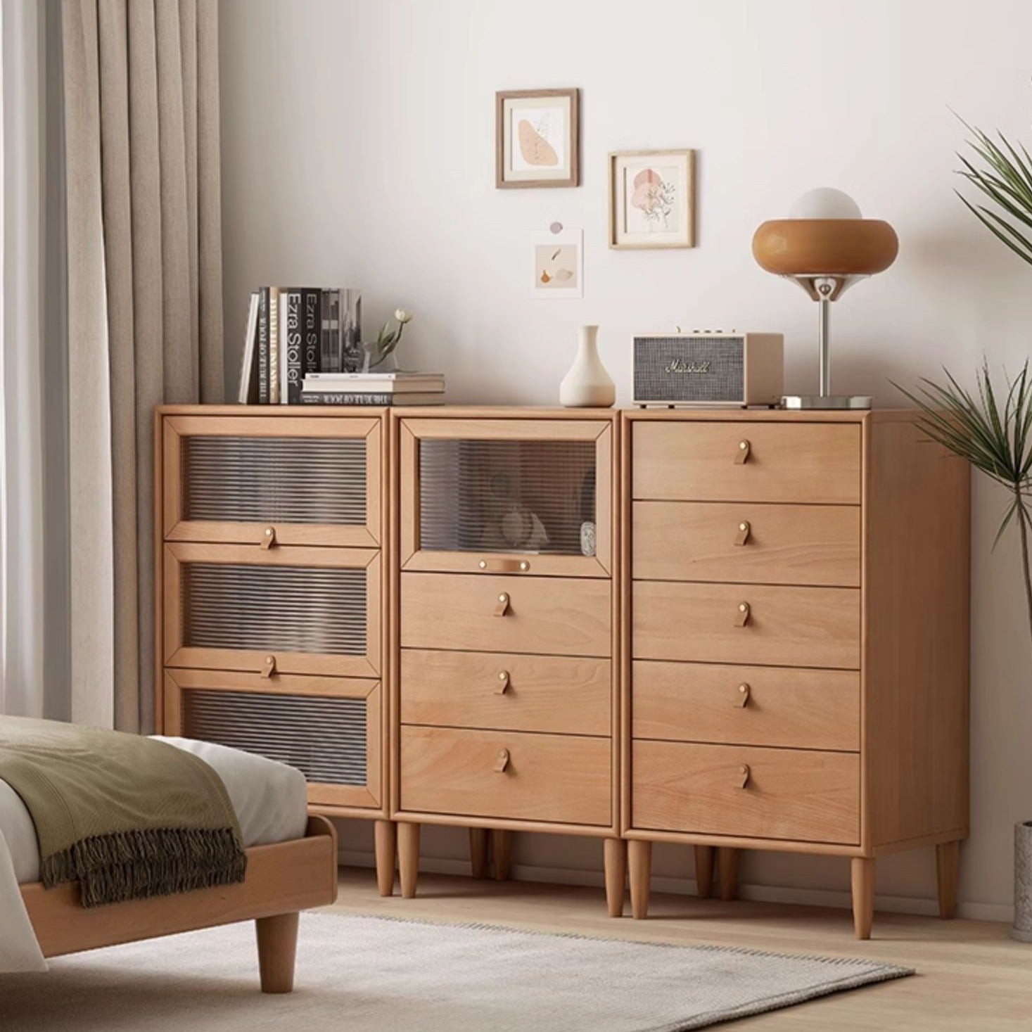 European beech chest of drawers combination