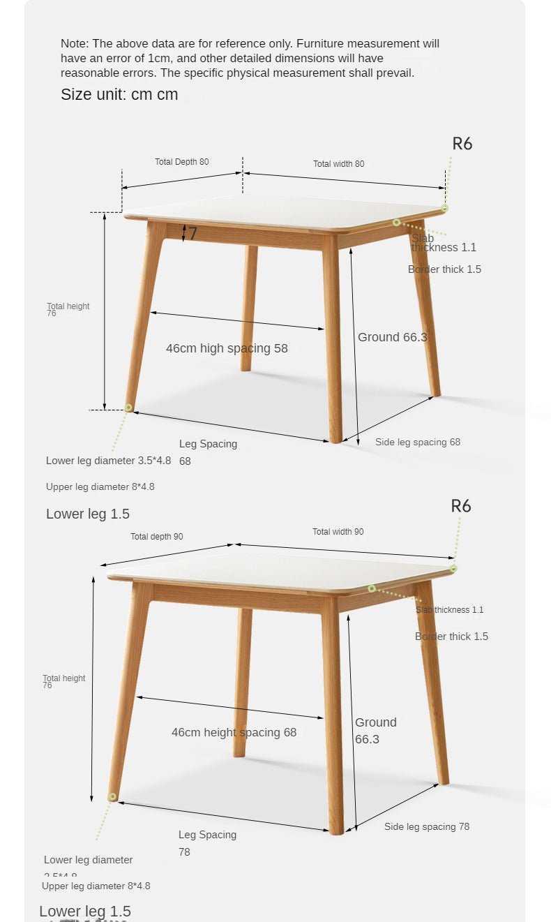 Oak Solid Wood Rock Slab Slanted Leg Dining Table