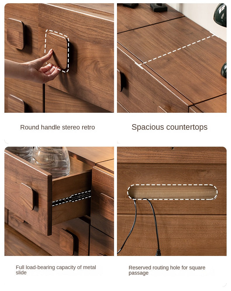 Black Walnut Solid Wood TV Cabinet Module Combination