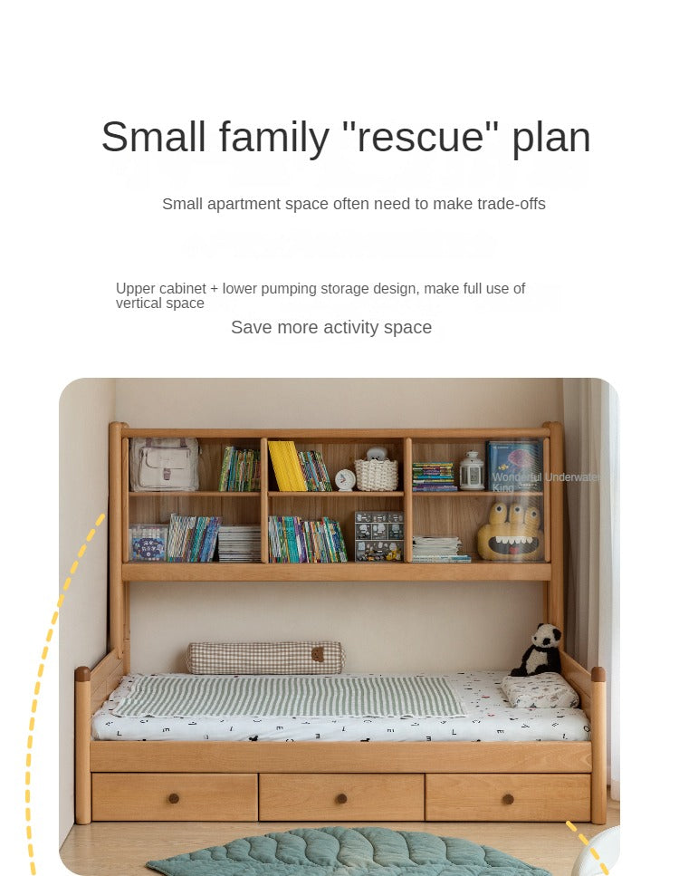 Beech Solid Wood Children's Cabinet Integrated Bed