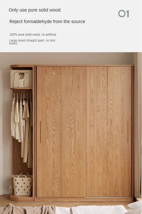 Oak, cherry solid wood corner triangle modern floor-standing wardrobe