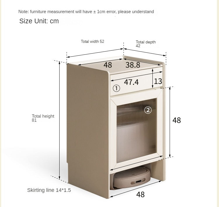 Poplar solid wood sweeping robot storage side cabinet light luxury"