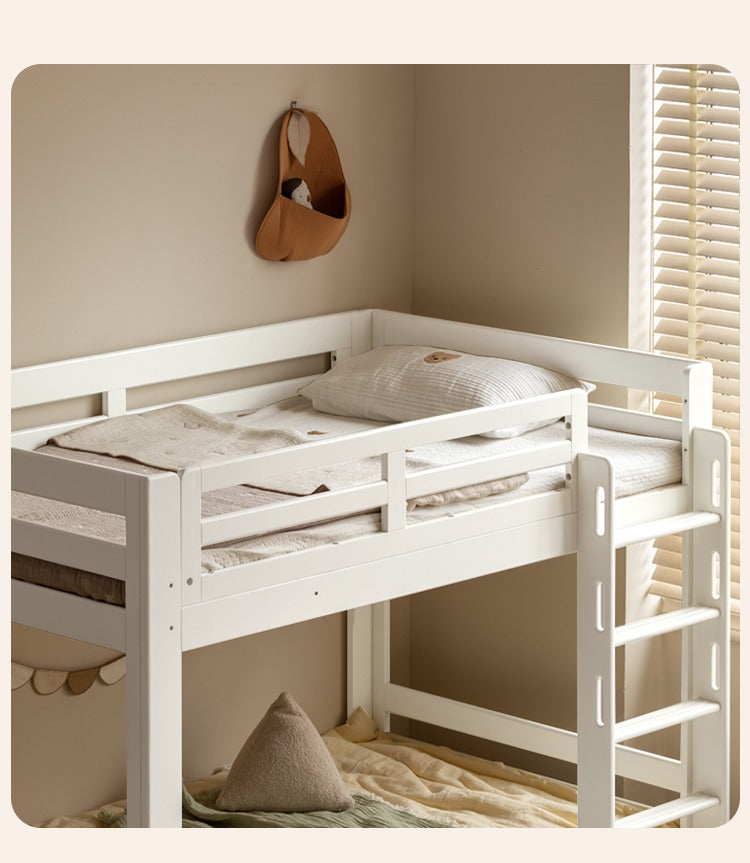 Birch Solid Wood Children's Bunk Bed Cream Style White.