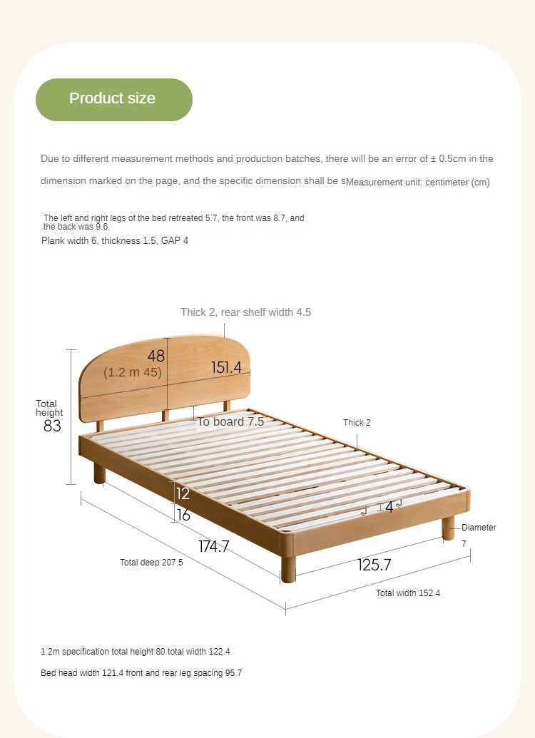 Beech Solid Wood Modern Children's Single Bed