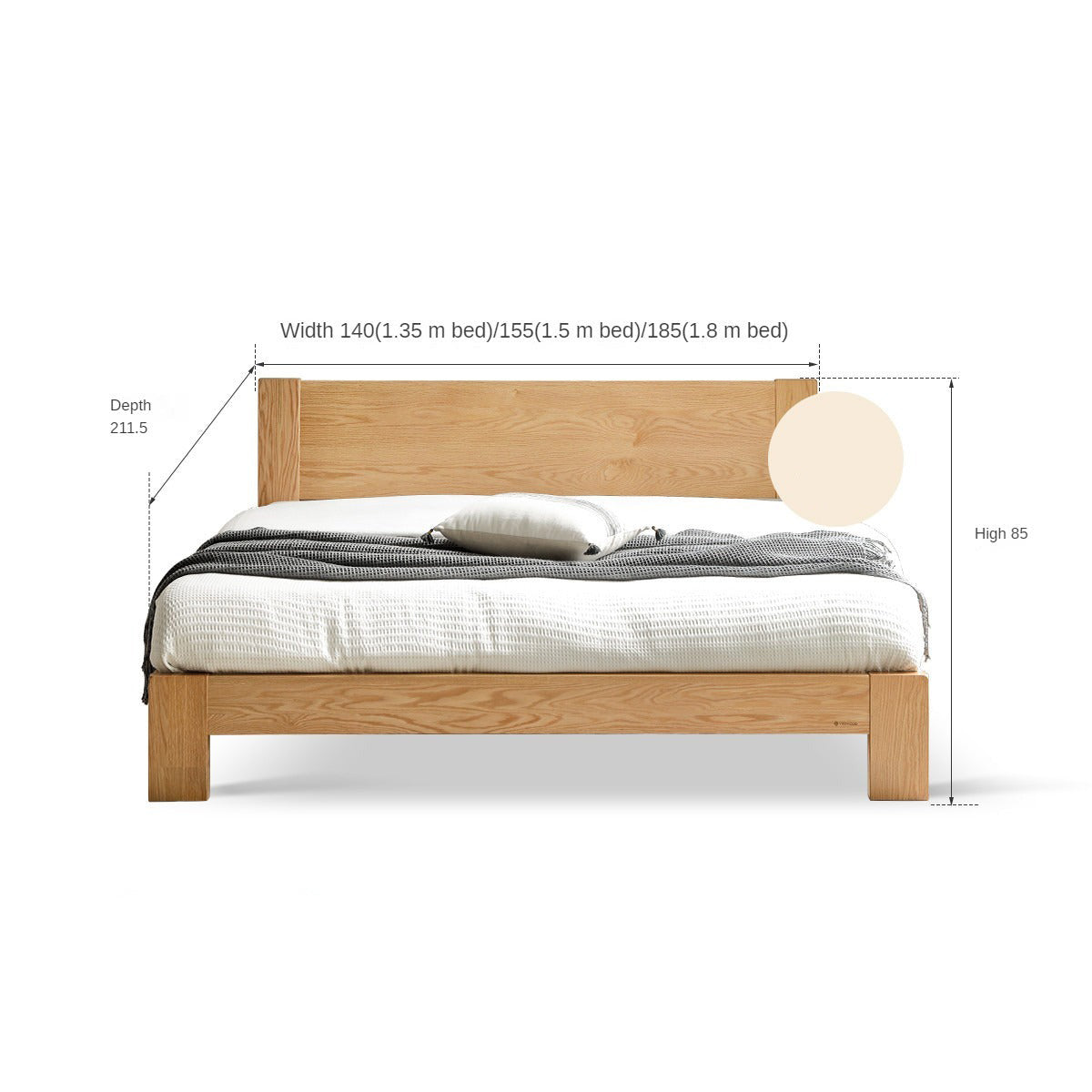 Oak, Rubberwood Solid Wood Bed - SPECIAL PRICE
