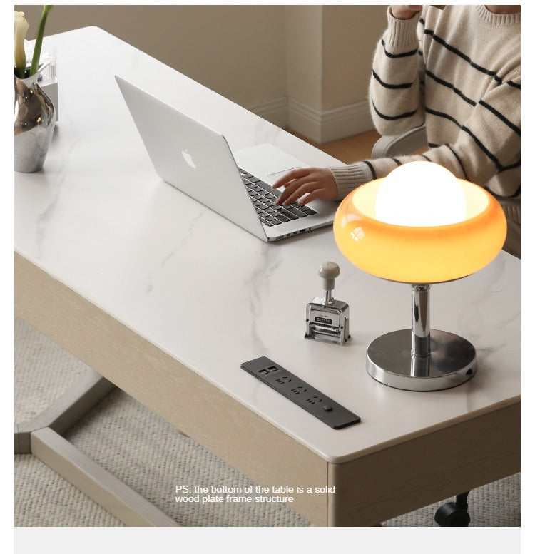 Oak Solid wood slate warm Elegant desk with drawer-