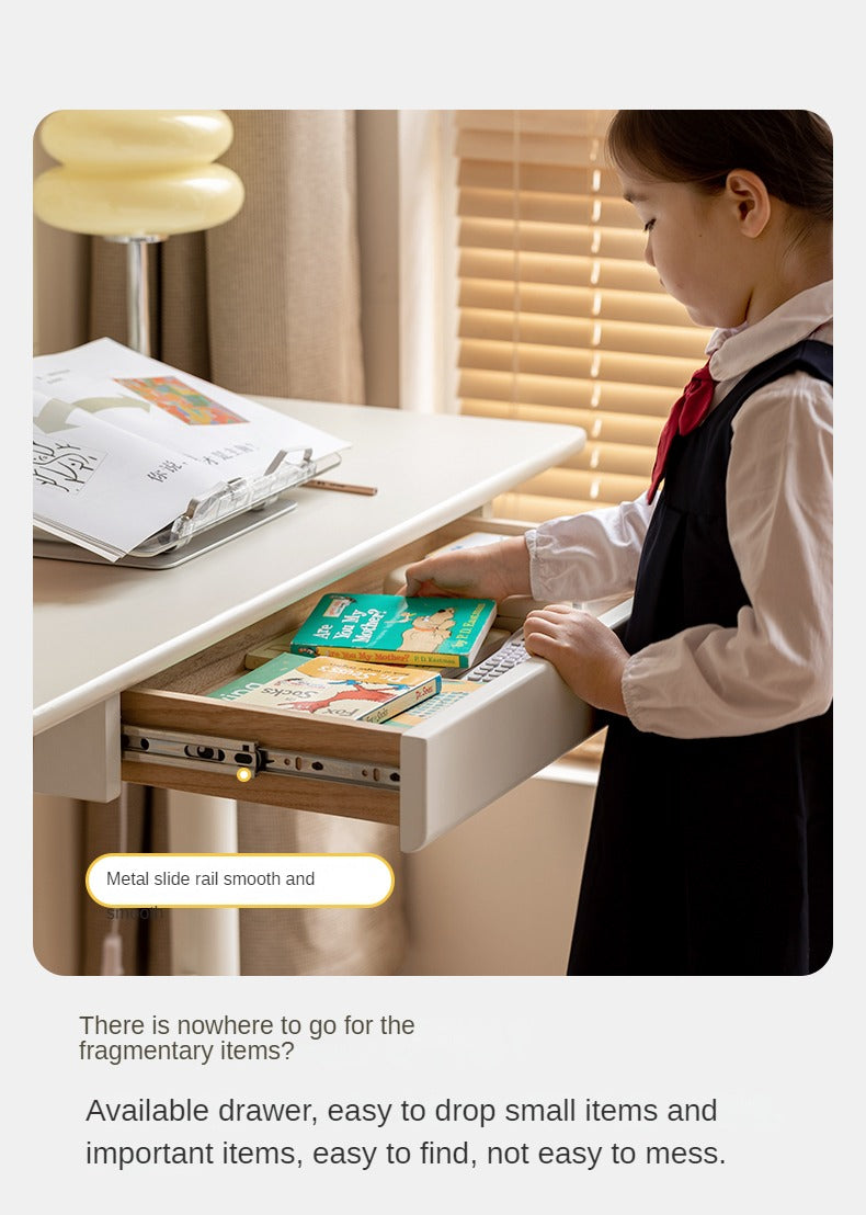 Poplar solid wood kid's Cream Style Lifting Standing desk-