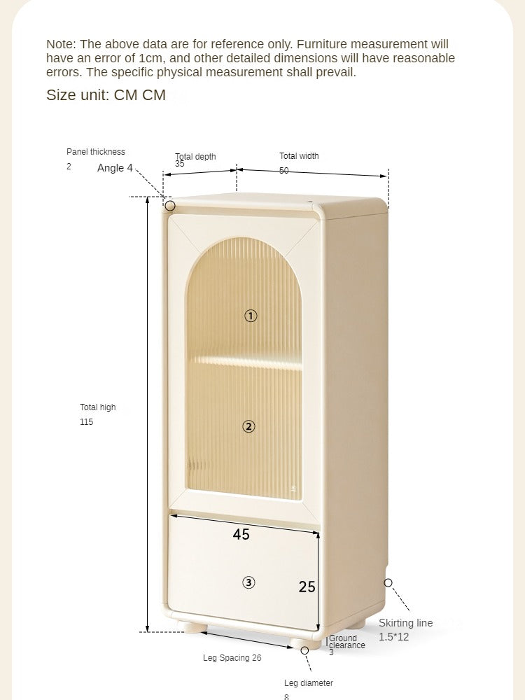 Poplar solid wood white cream style floor side cabinet