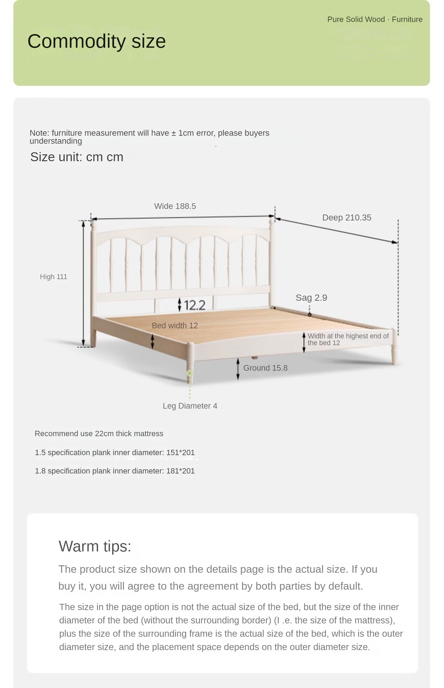 Poplar Solid Wood Bed French Cream Style