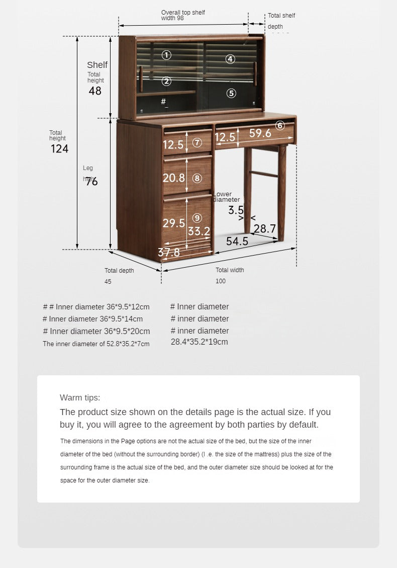 Black Walnut Solid Wood Light Luxury Dressing Table