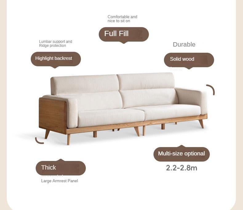 Oak Solid Wood Modern Fabric Sofa