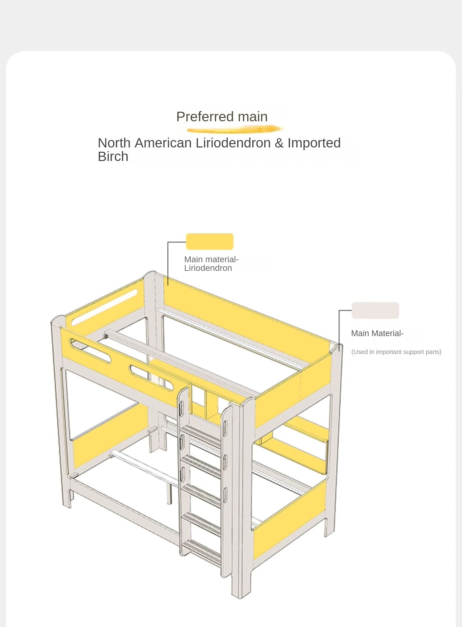 Poplar solid wood bunk bed cream style<